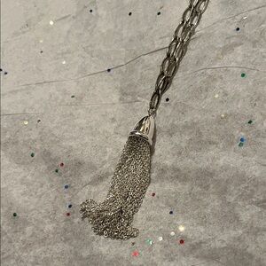Ann Taylor Elegant Silver Tassel Necklace